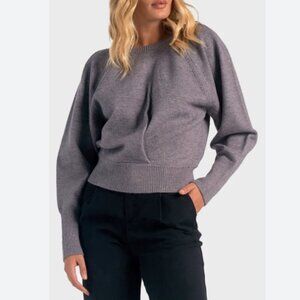 ELAN Twist Front Crewneck Sweater Charcoal Gray Size Large NWT